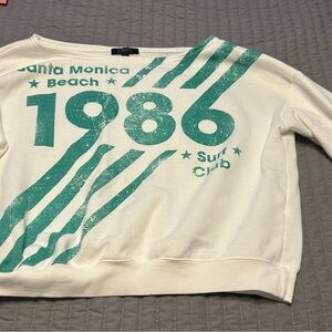 Urban Outfitters White and Green Sweatshirt